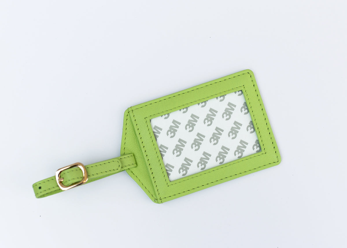 Lime Self-Finishing Leather Luggage Tag