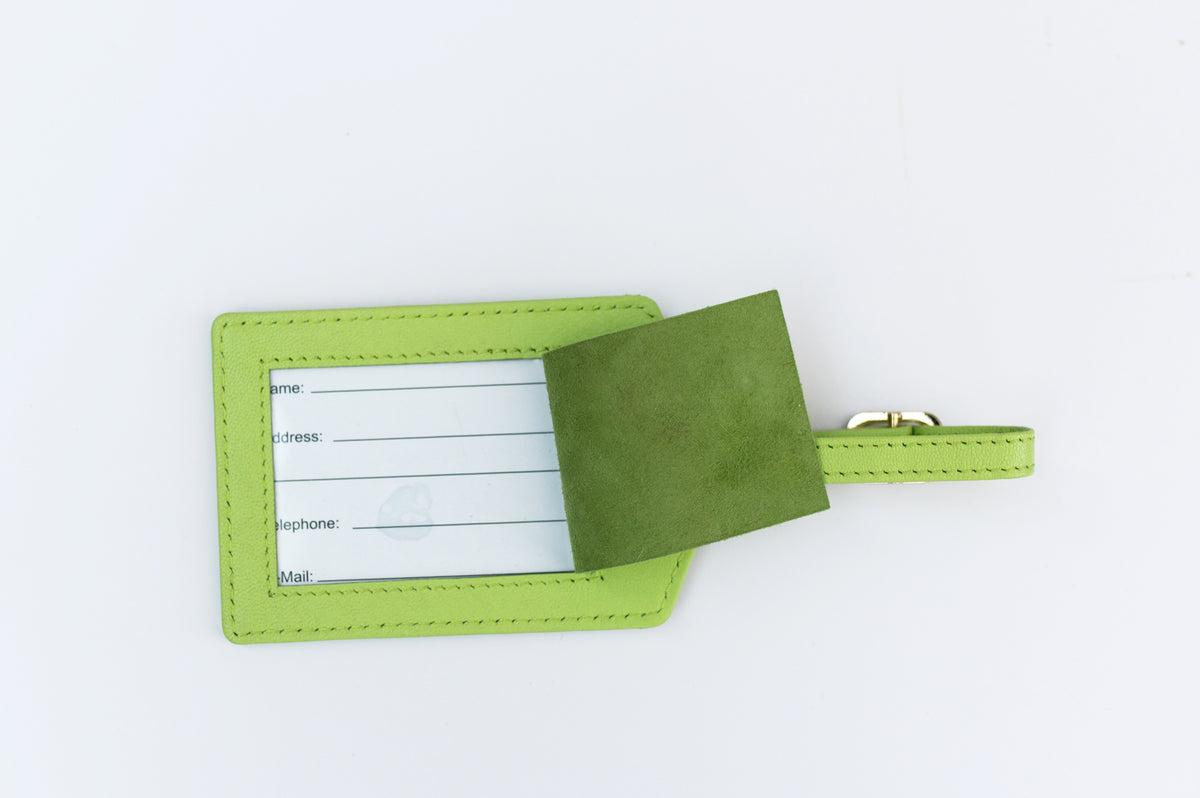 Lime Self-Finishing Leather Luggage Tag