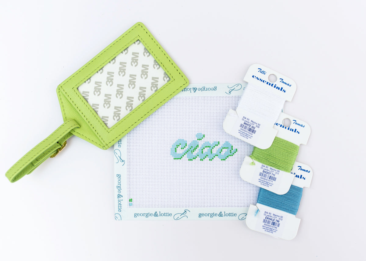 Lime Self-Finishing Leather Luggage Tag